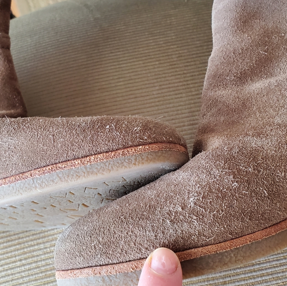 Sam Edelman tall tan suede, faux fur cuff at knee - Picture 5 of 7